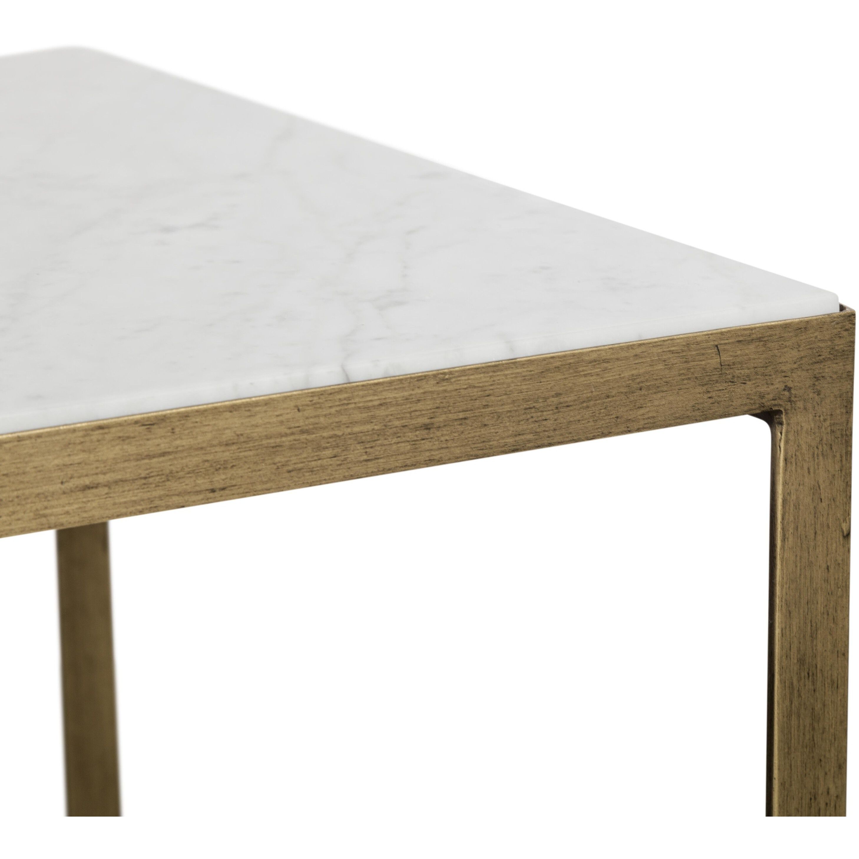 Evert 47 X 23.5 inch White / Antique Brass Coffee Table, High